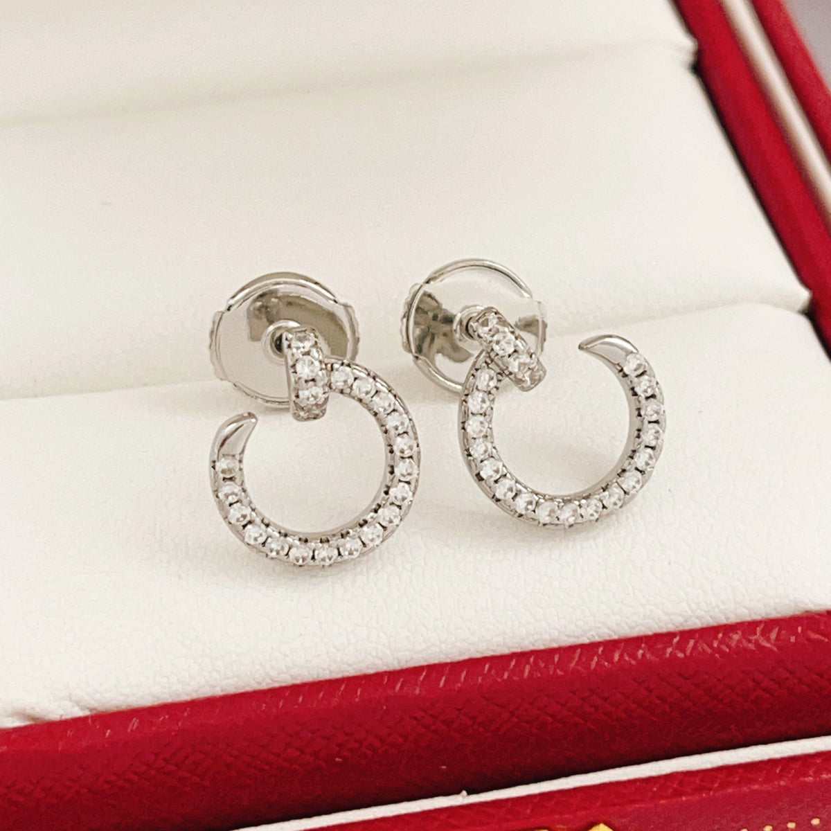 silver brass inlaid Stud Earrings for women - product detail view