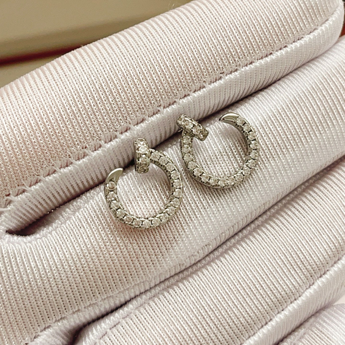 silver brass inlaid Stud Earrings for women - alternate angle view 3
