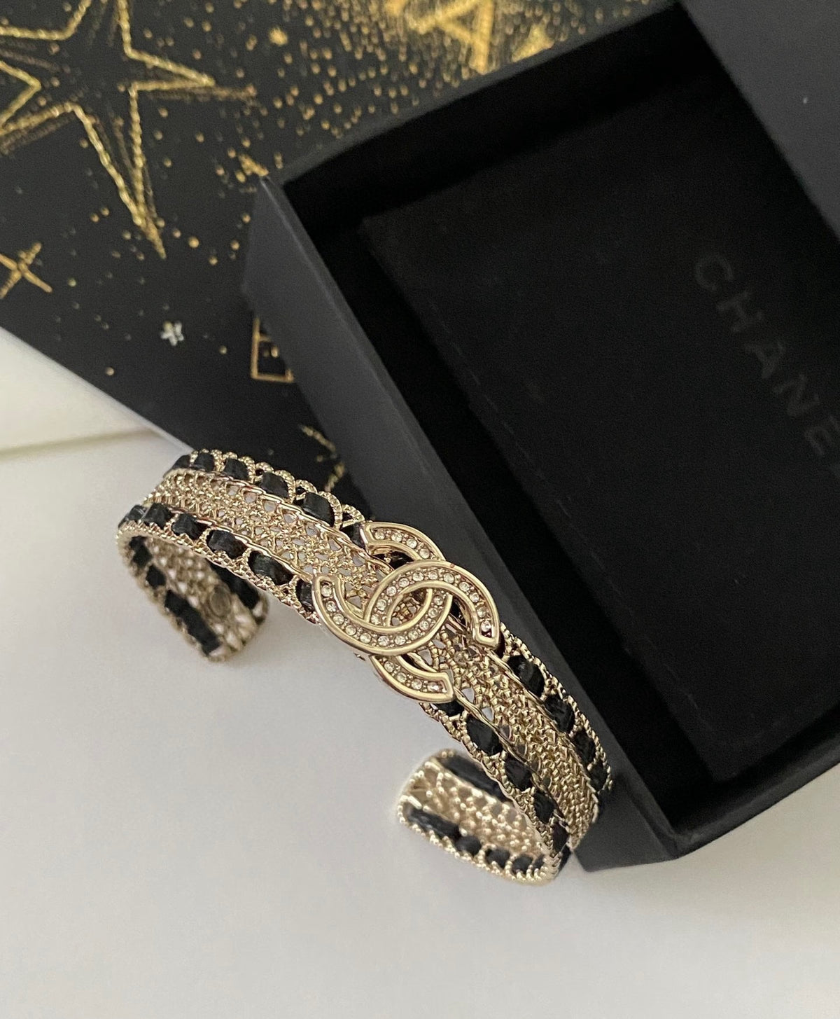 white leather luxury Bangle for women - alternate angle view 4
