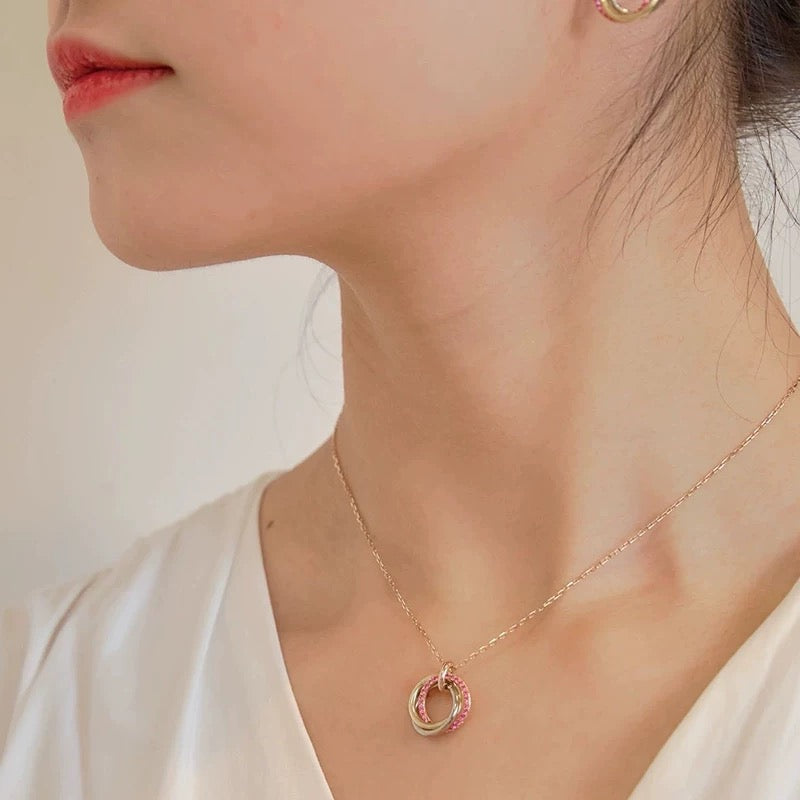rose gold brass rose Necklace for women - alternate angle view 7