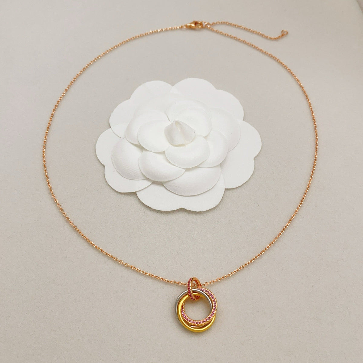 rose gold brass rose Necklace for women - alternate angle view 5