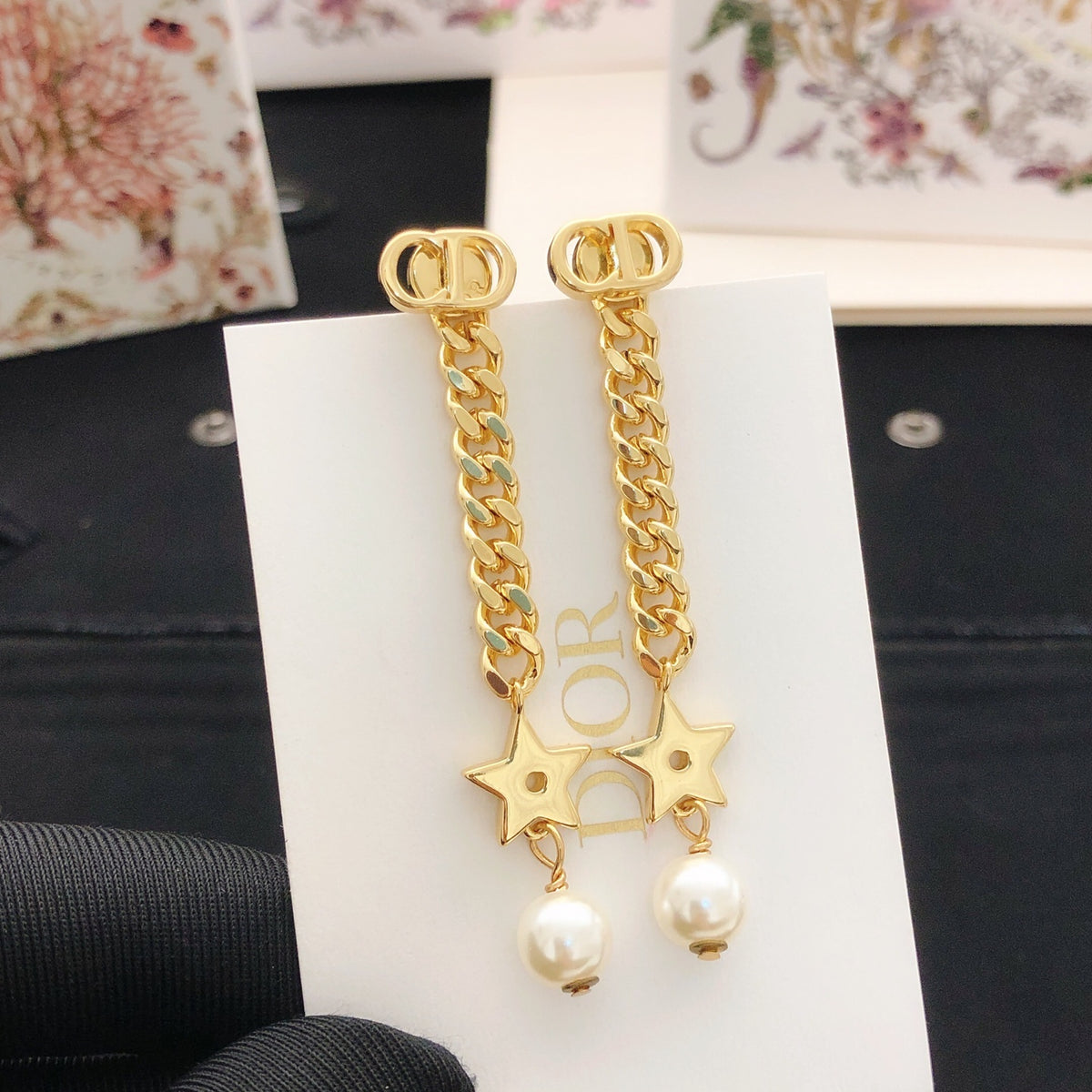 yellow brass tassel Stud Earrings for women - product detail view