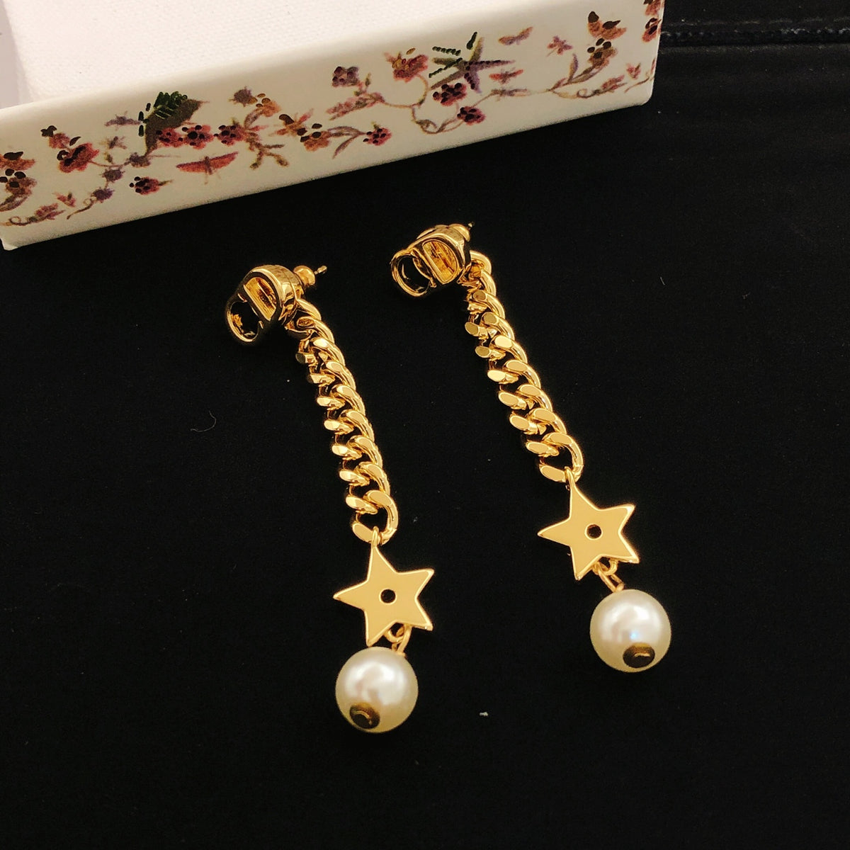 yellow brass tassel Stud Earrings for women - alternate angle view 4