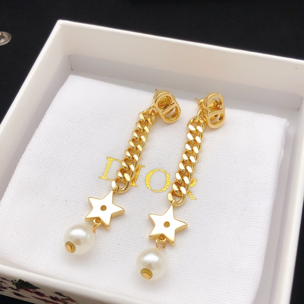 yellow brass tassel Stud Earrings for women - alternate angle view 3