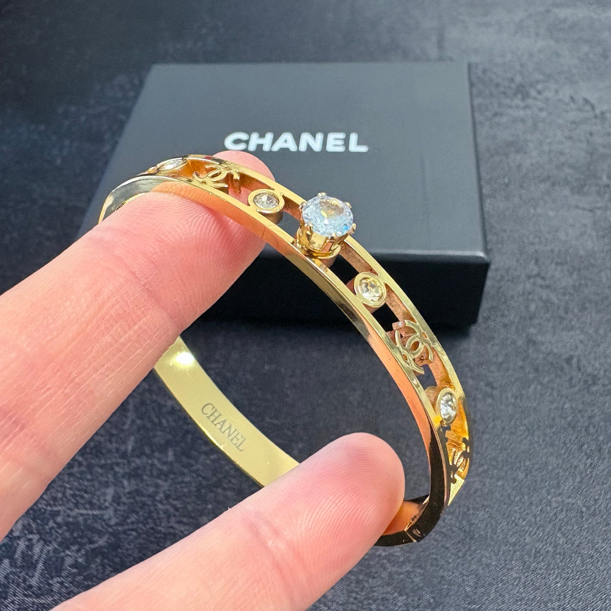 red crystal letter Bangle for women - alternate angle view 8