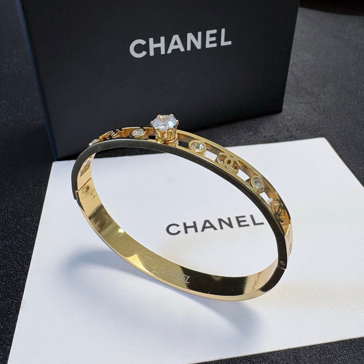 red crystal letter Bangle for women - alternate angle view 4