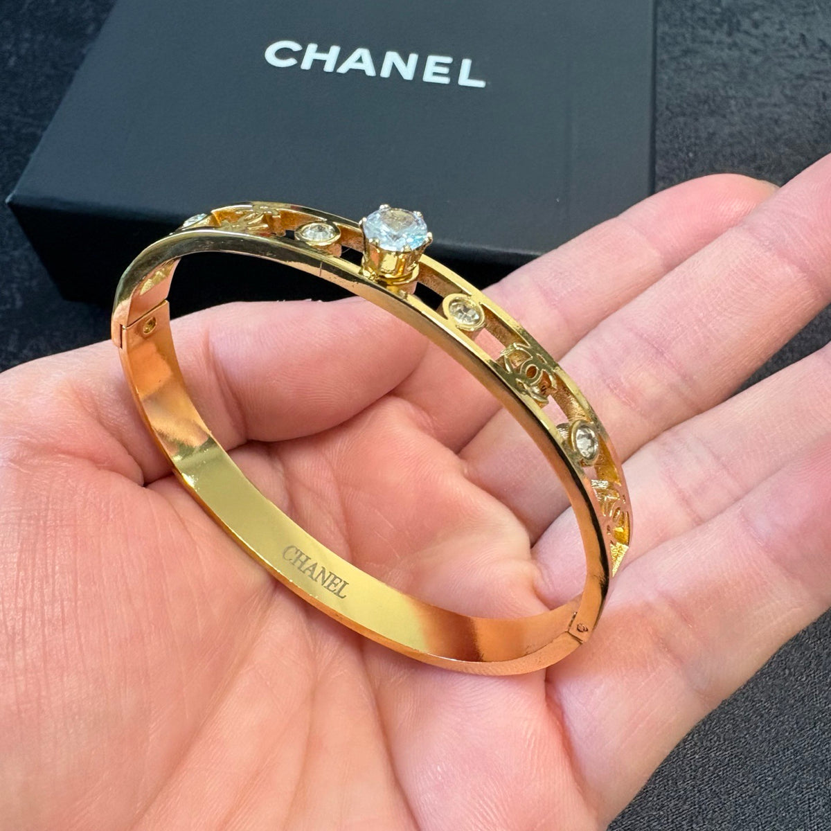 red crystal letter Bangle for women - alternate angle view 6
