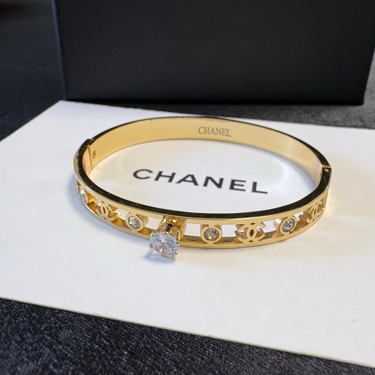 red crystal letter Bangle for women - alternate angle view 5