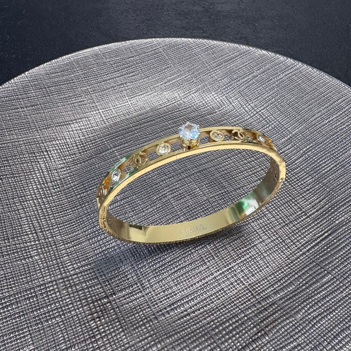 red crystal letter Bangle for women - alternate angle view 7