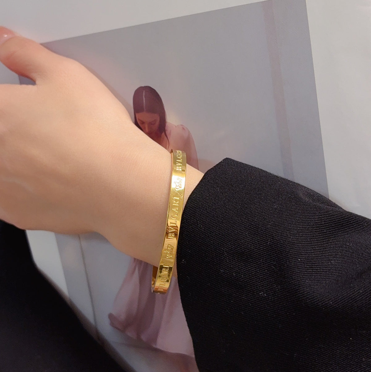 rose gold crystal floral Bangle for women - product detail view