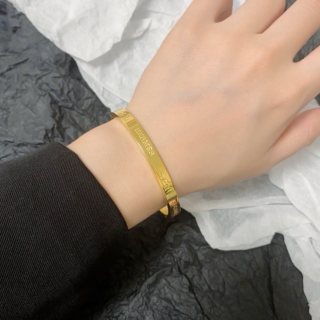 white letter Bangle for women - alternate angle view 3
