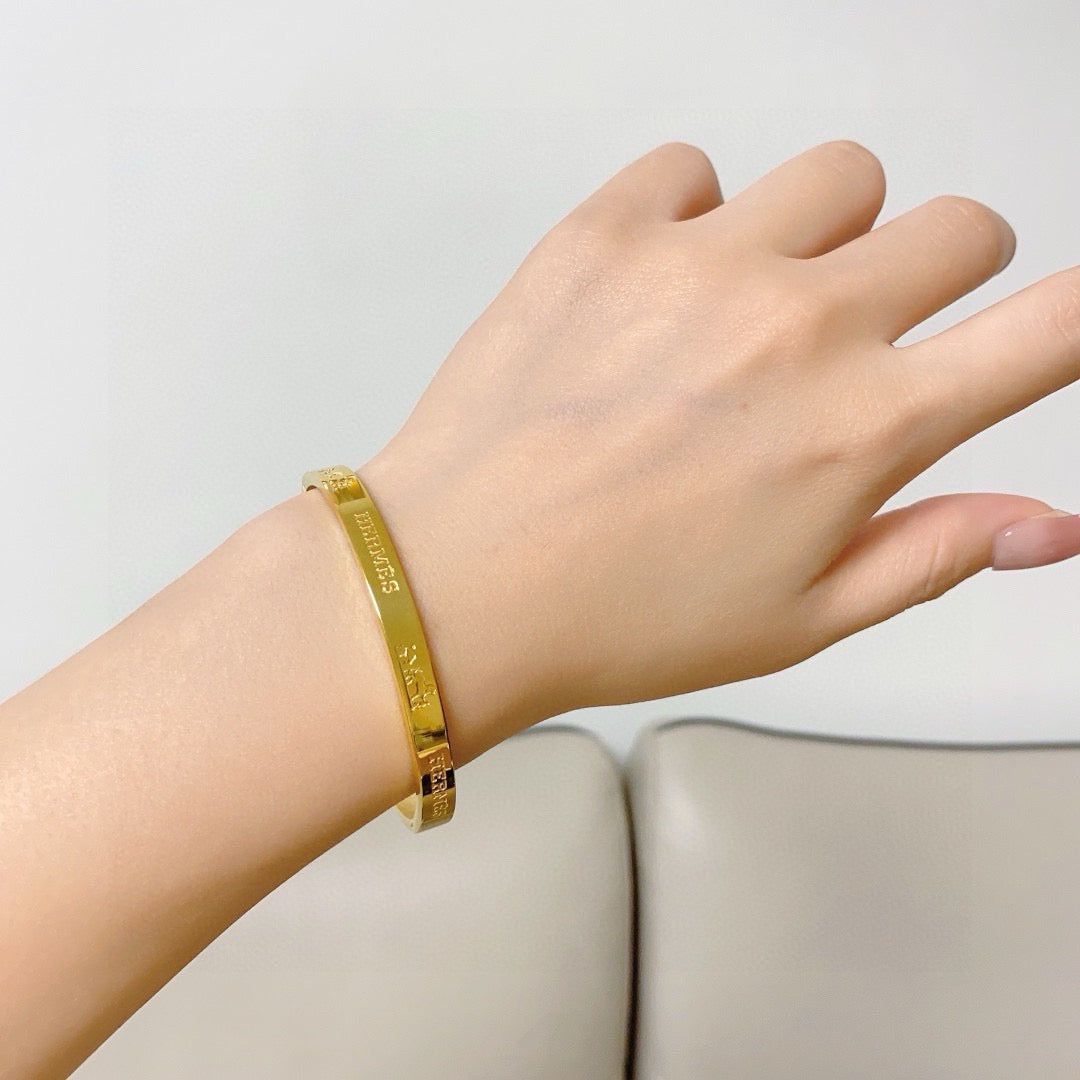 white letter Bangle for women - alternate angle view 2