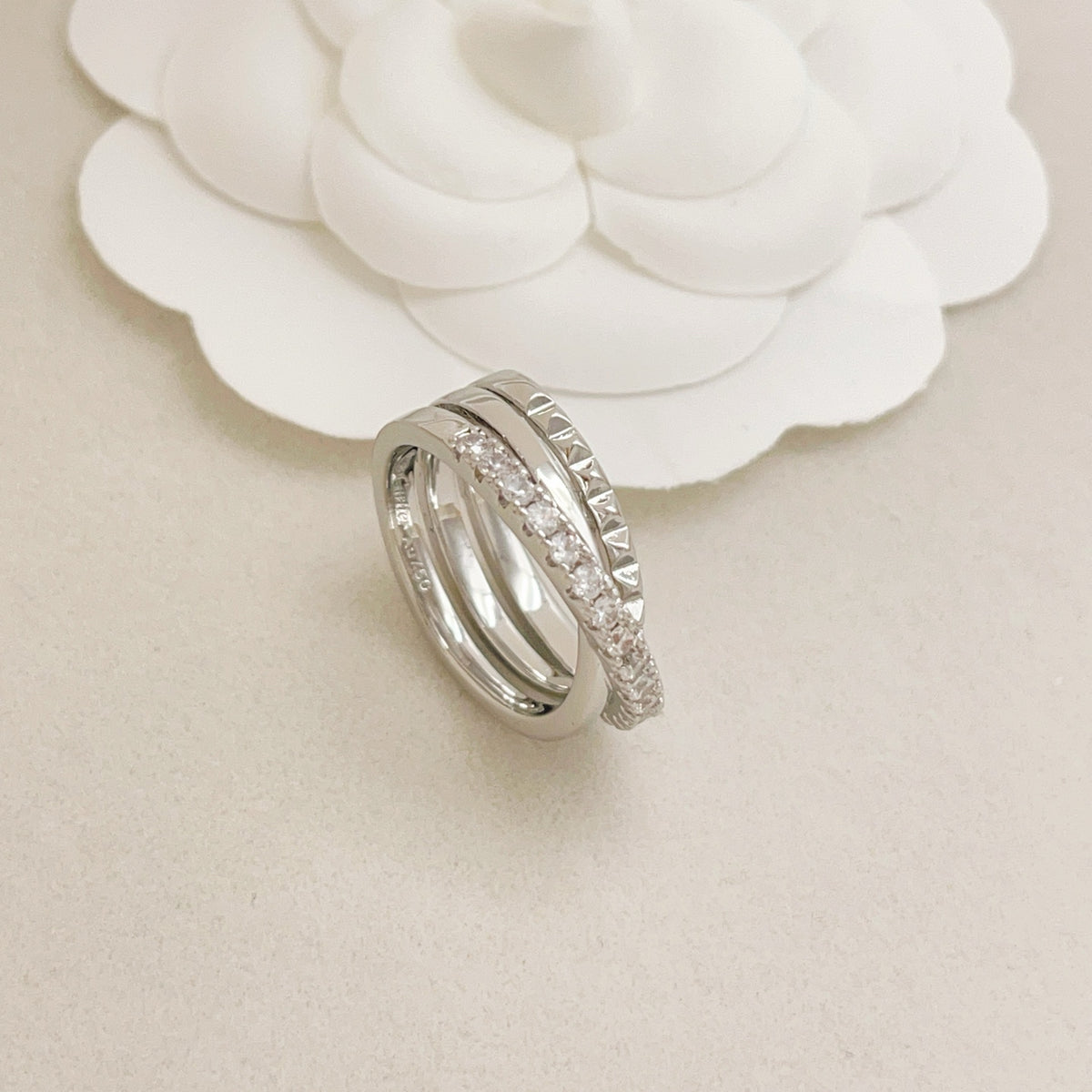 silver brass inlaid Ring for women - alternate angle view 3