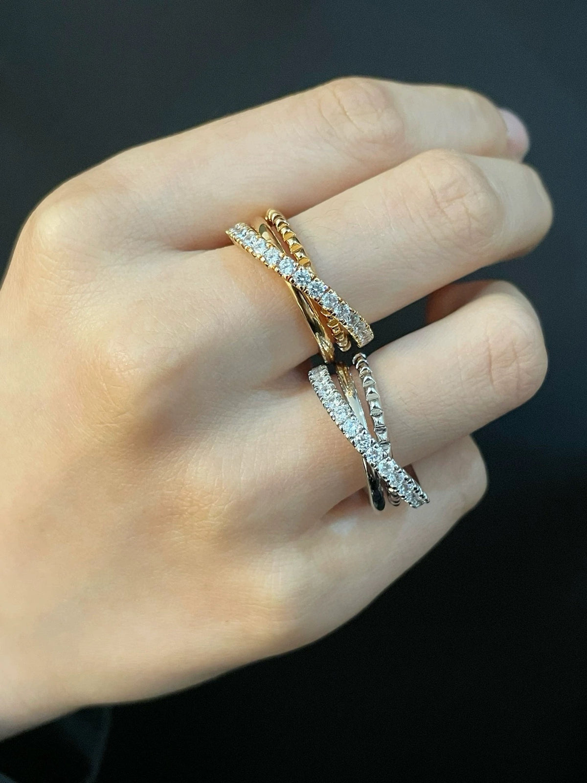silver brass inlaid Ring for women - alternate angle view 9