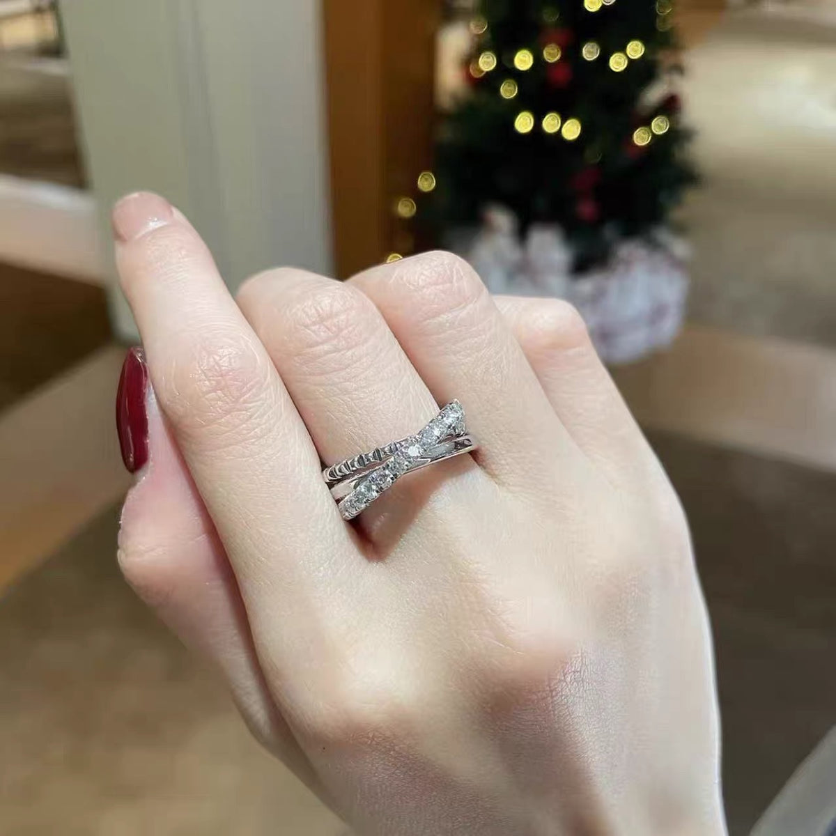 silver brass inlaid Ring for women - alternate angle view 10