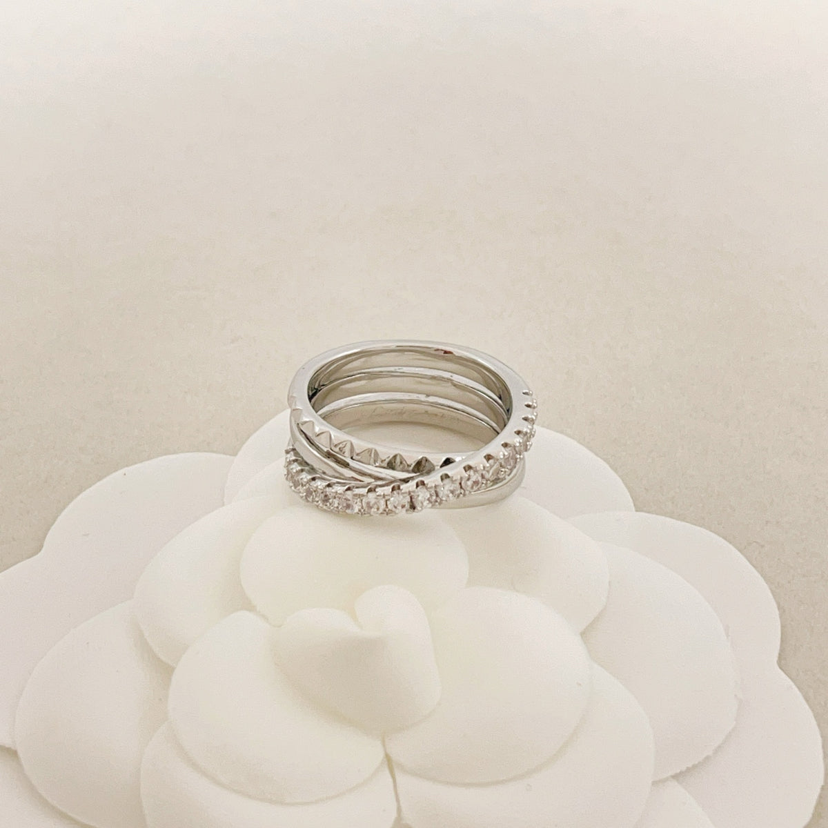 silver brass inlaid Ring for women - alternate angle view 2