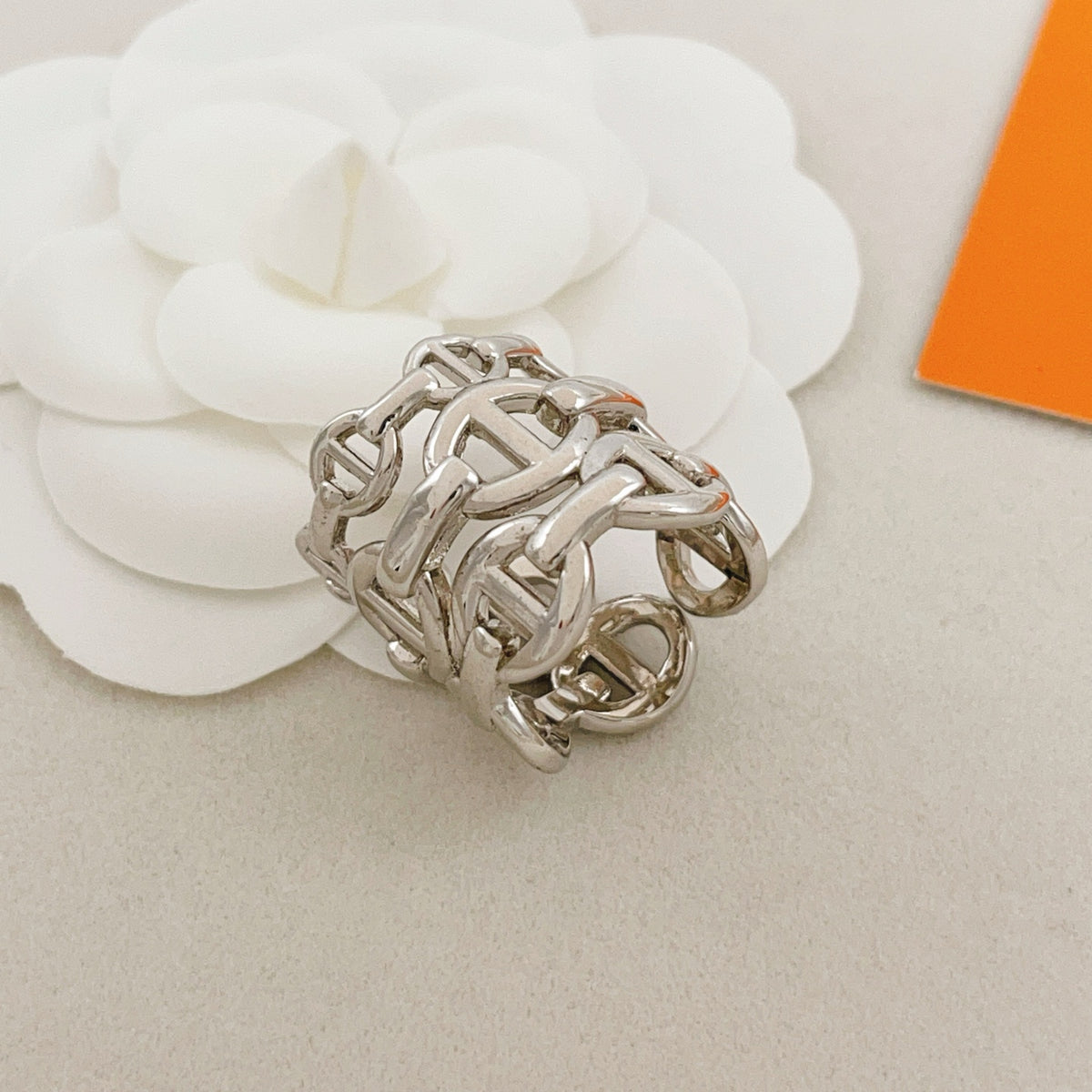 silver brass luxury Ring for women - alternate angle view 4
