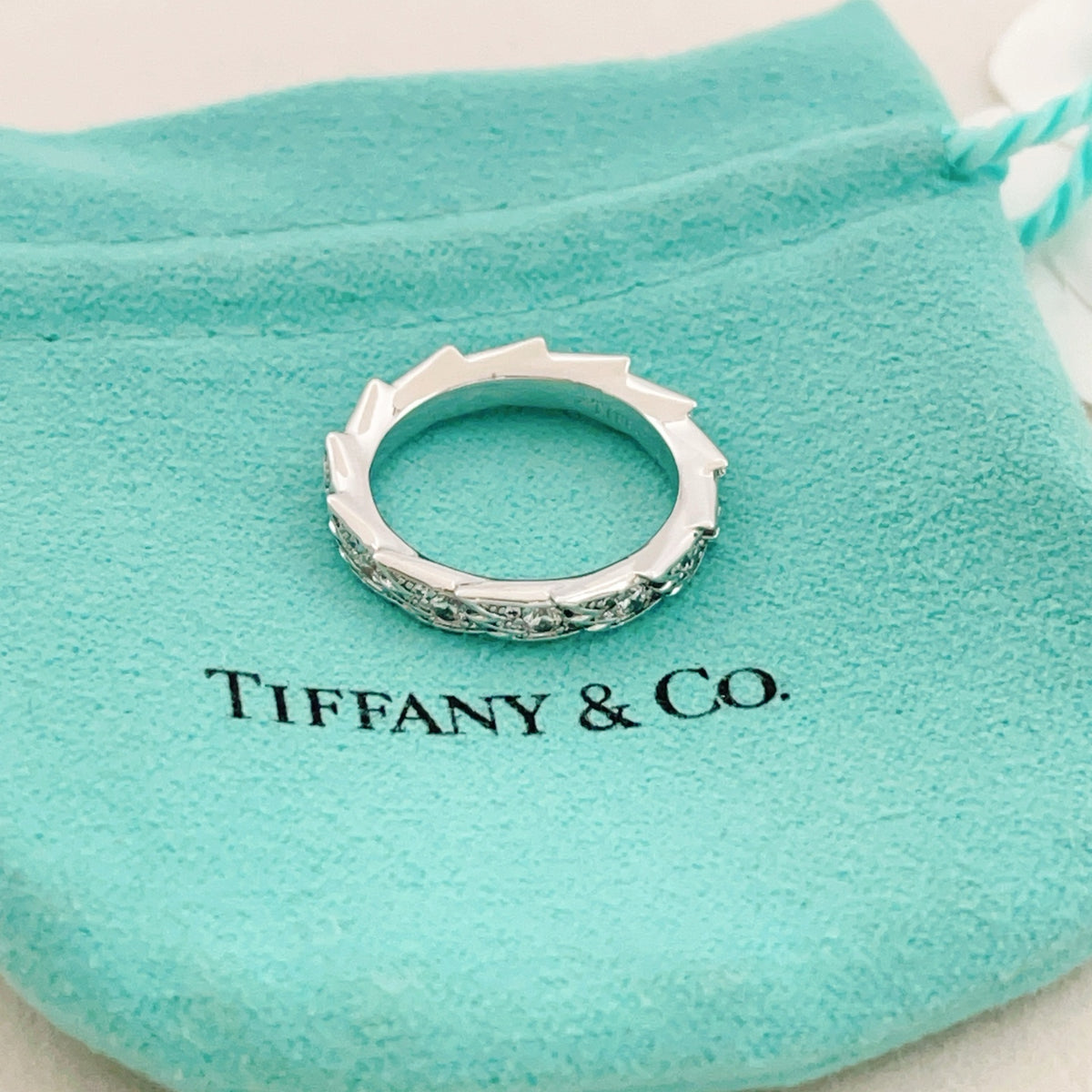silver brass crystal inlaid Ring for women - product detail view