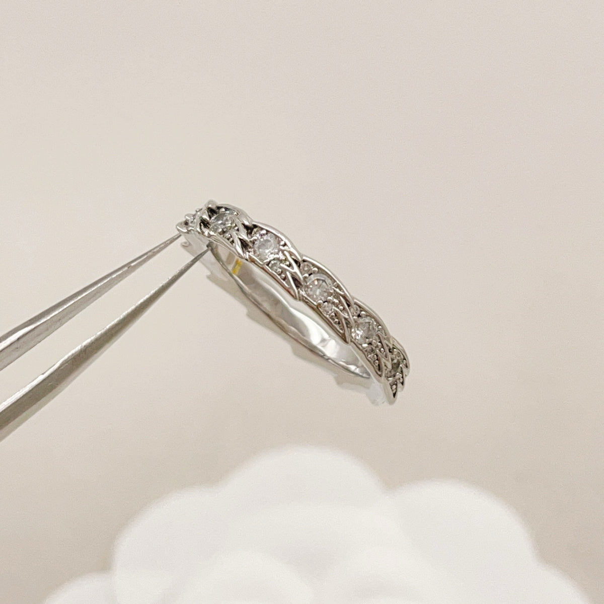 silver brass crystal inlaid Ring for women - alternate angle view 5