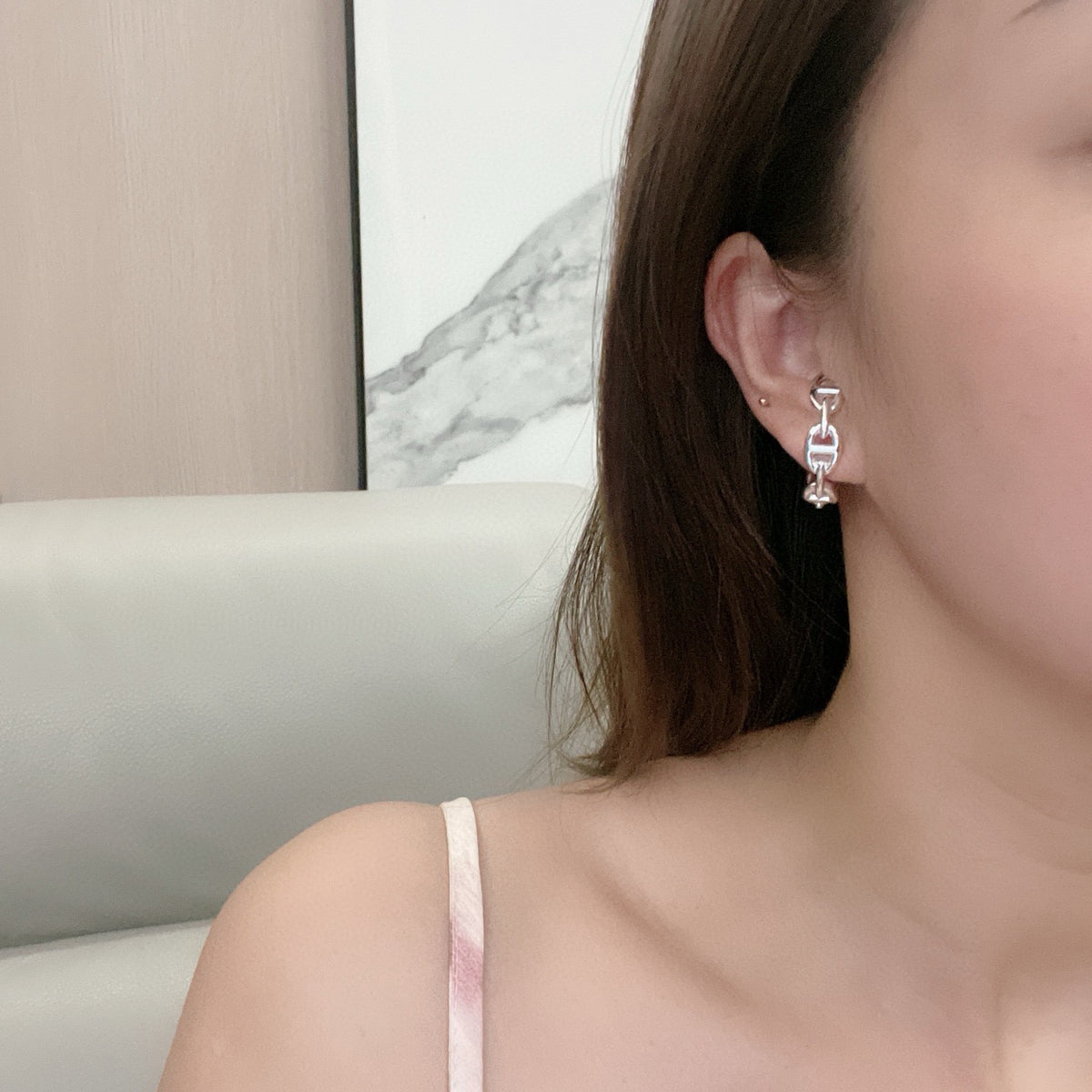 gold 925 sterling silver stylish Stud Earrings for women - alternate angle view 3