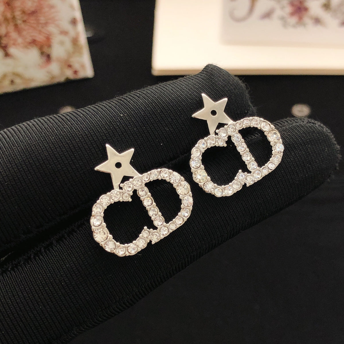 yellow brass star Stud Earrings for women - product detail view