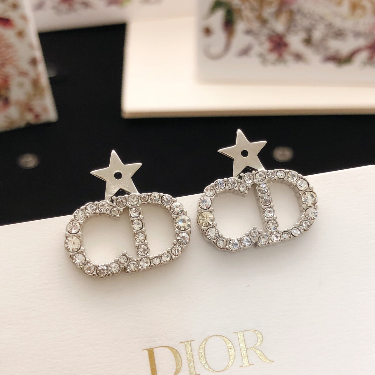 yellow brass star Stud Earrings for women - alternate angle view 2