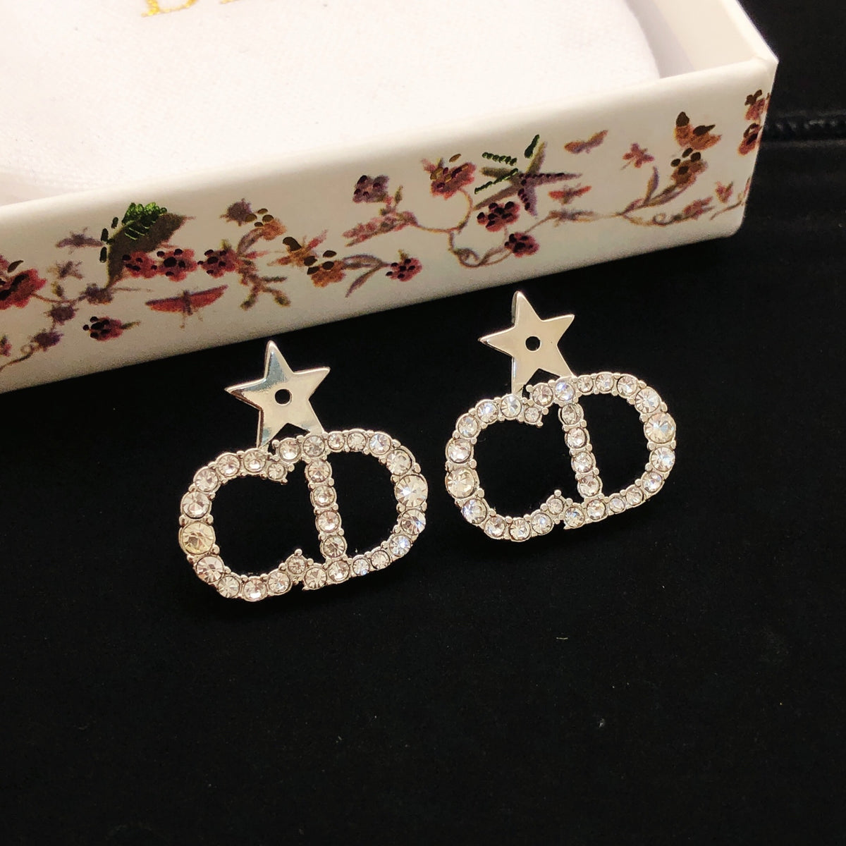 yellow brass star Stud Earrings for women - alternate angle view 3