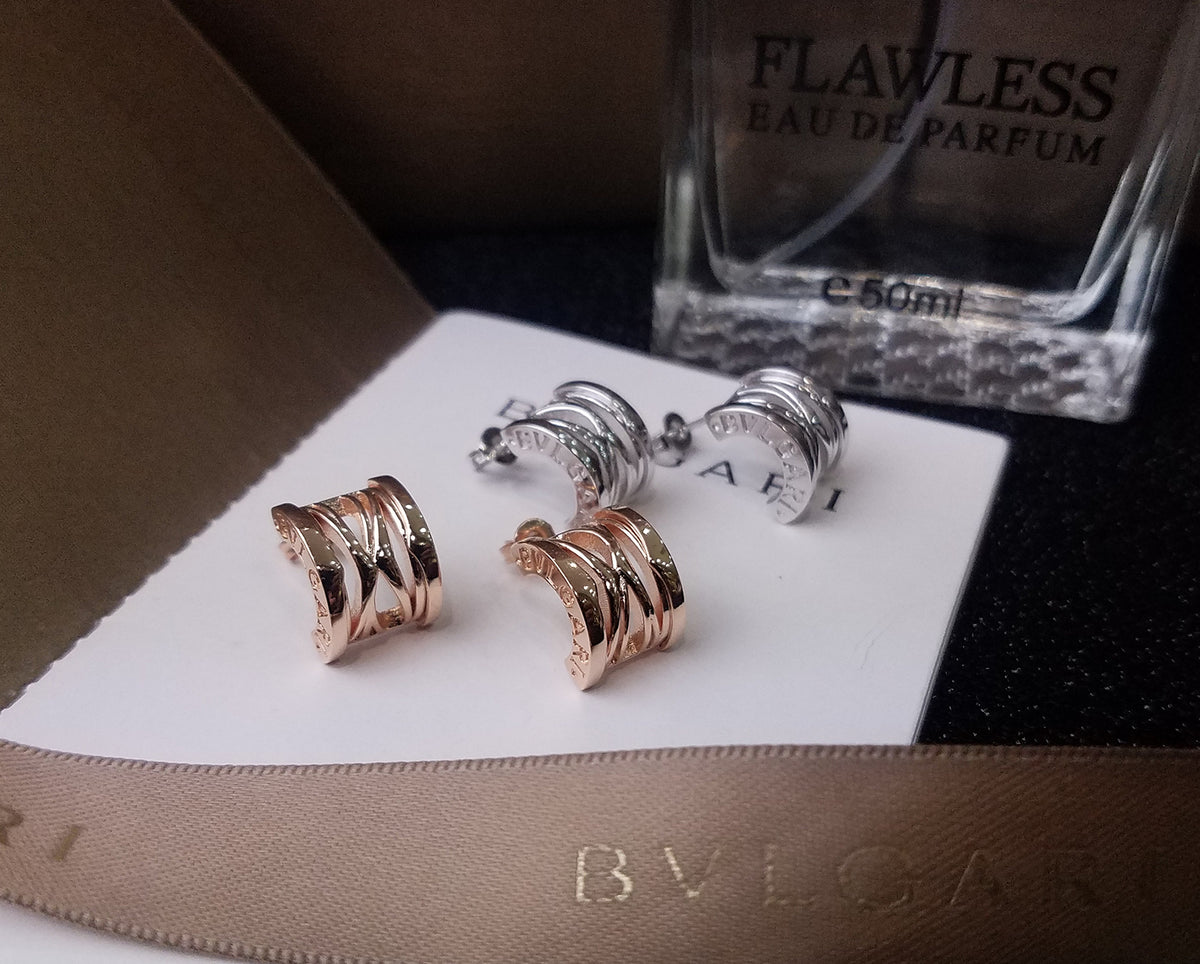 rose gold heart Stud Earrings for women - product detail view
