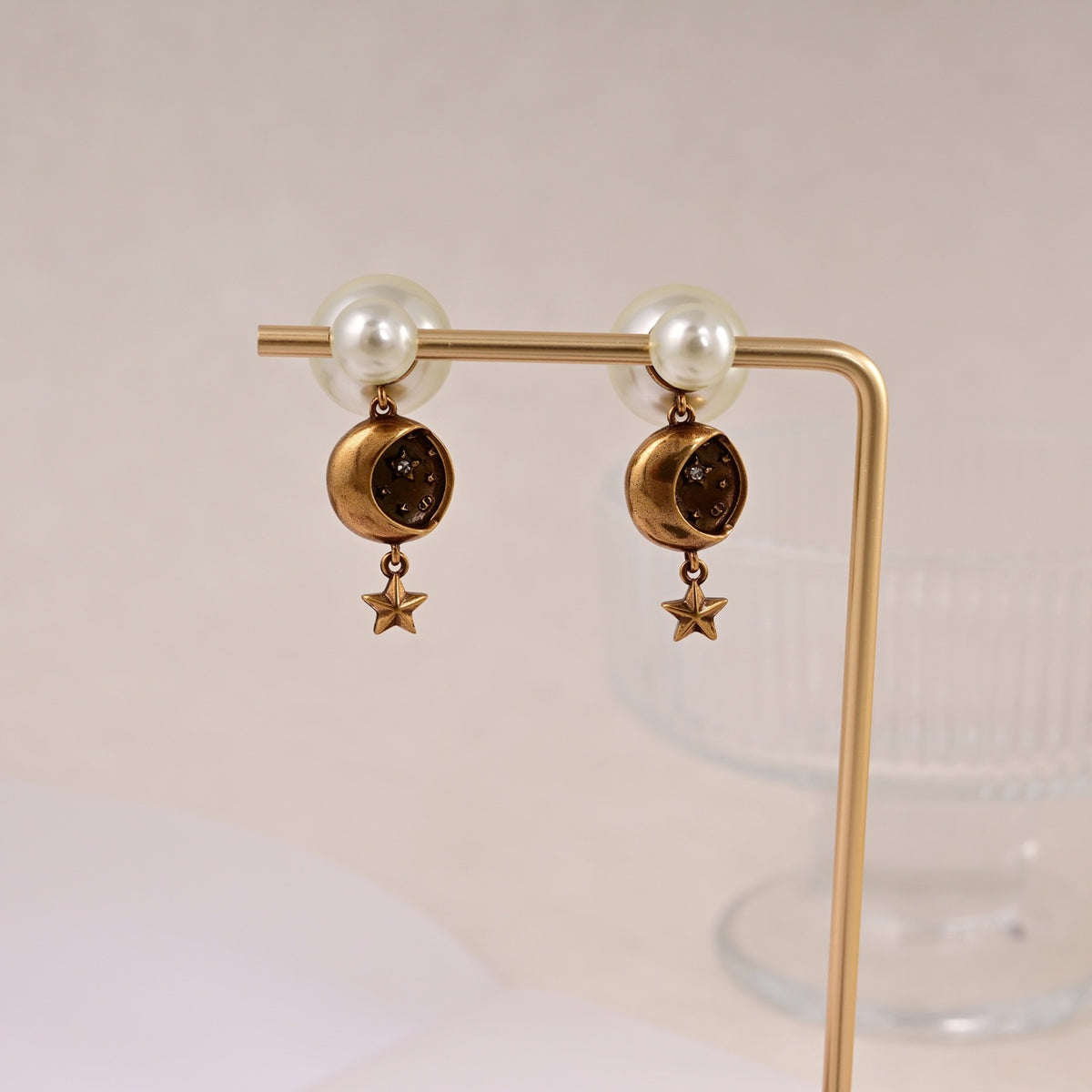gold metal letter Drop Earrings for women - alternate angle view 3