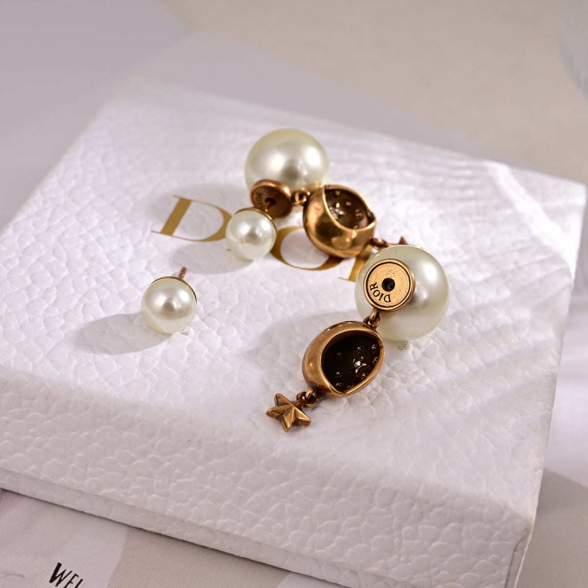 gold metal letter Drop Earrings for women - alternate angle view 2