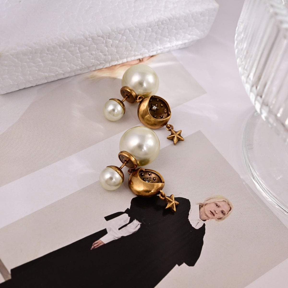 gold metal letter Drop Earrings for women - alternate angle view 4