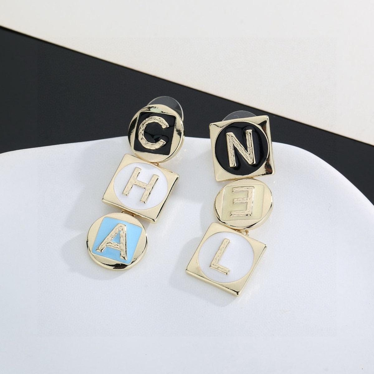 letter Drop Earrings for women - alternate angle view 3