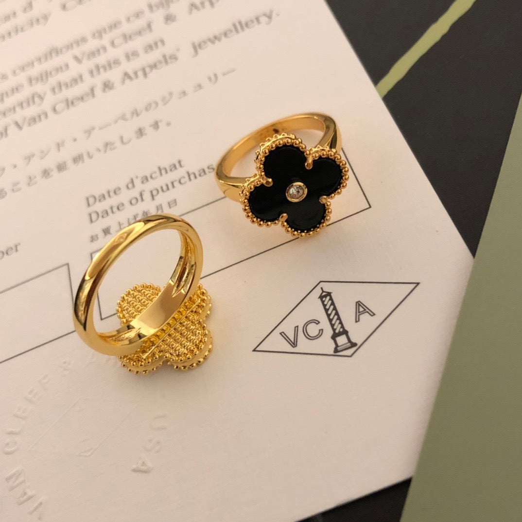 gold clover Ring for women - alternate angle view 2