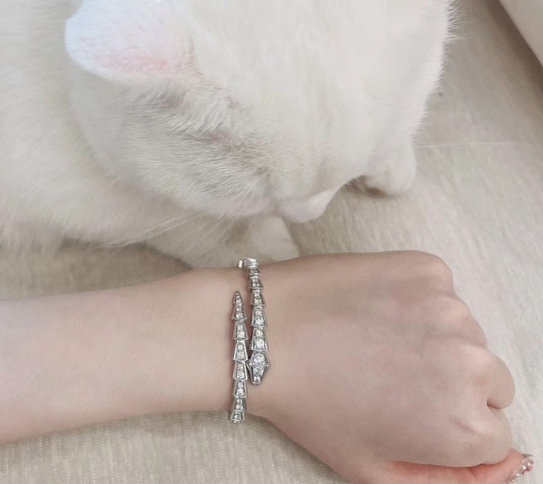 gold crystal hollow Bangle for women - alternate angle view 7