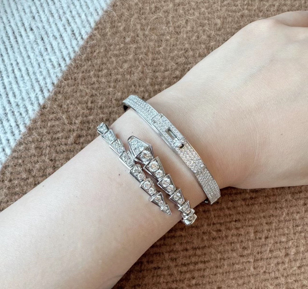 gold crystal hollow Bangle for women - alternate angle view 4