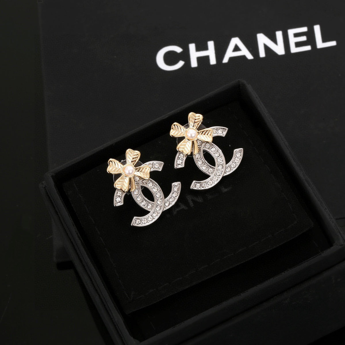 silver sterling silver clover Drop Earrings for women - alternate angle view 2
