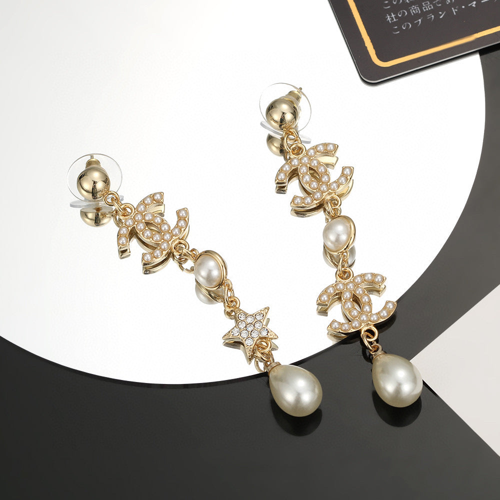 silver 925 sterling silver cute Drop Earrings for women - alternate angle view 4