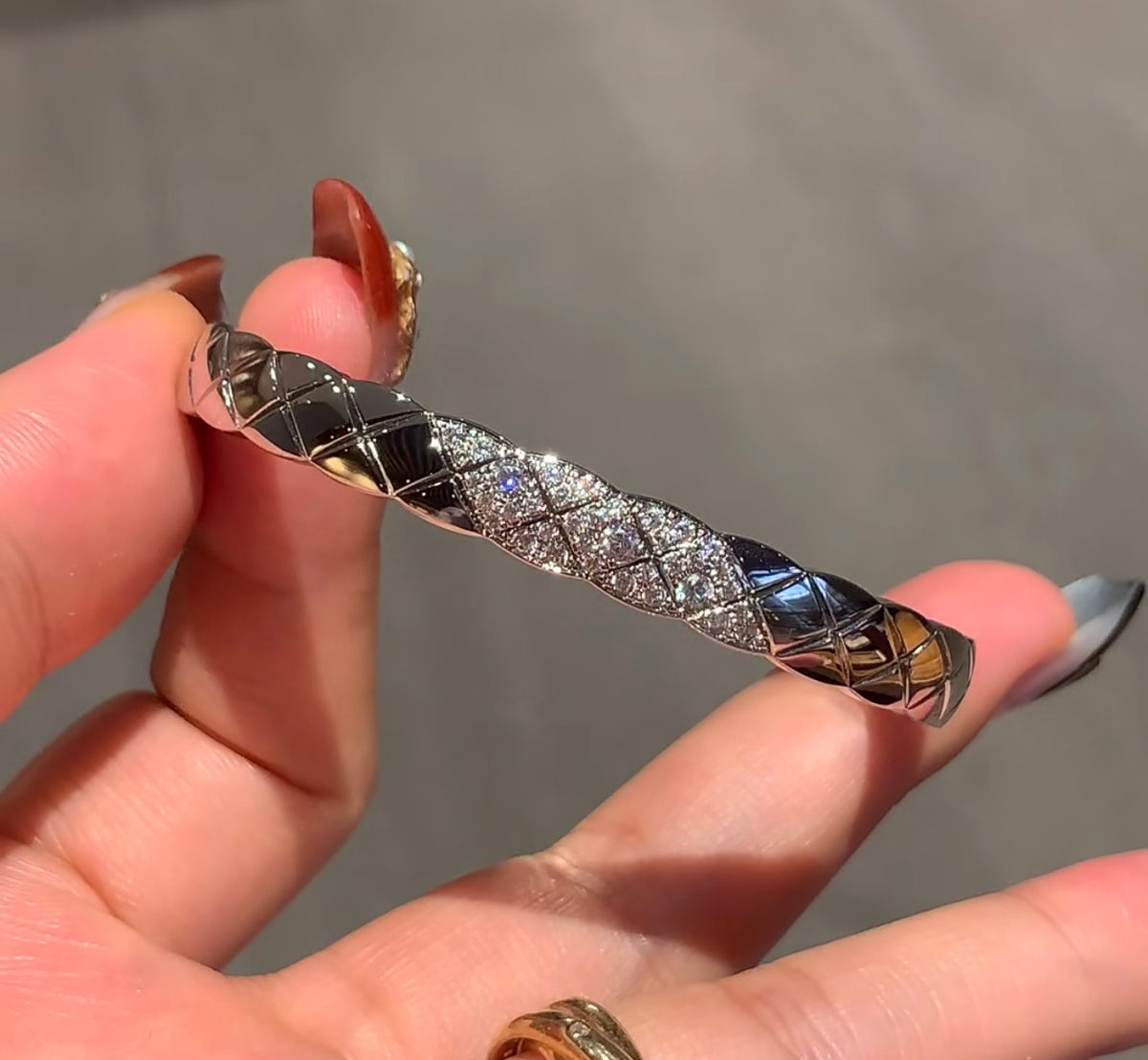 rose gold crystal floral Bangle for women - alternate angle view 8