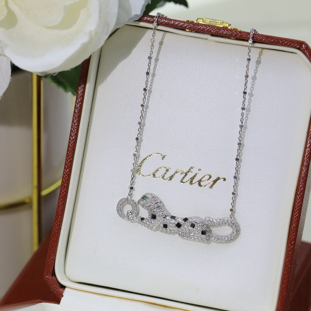 green crystal luxury Necklace for women - product detail view