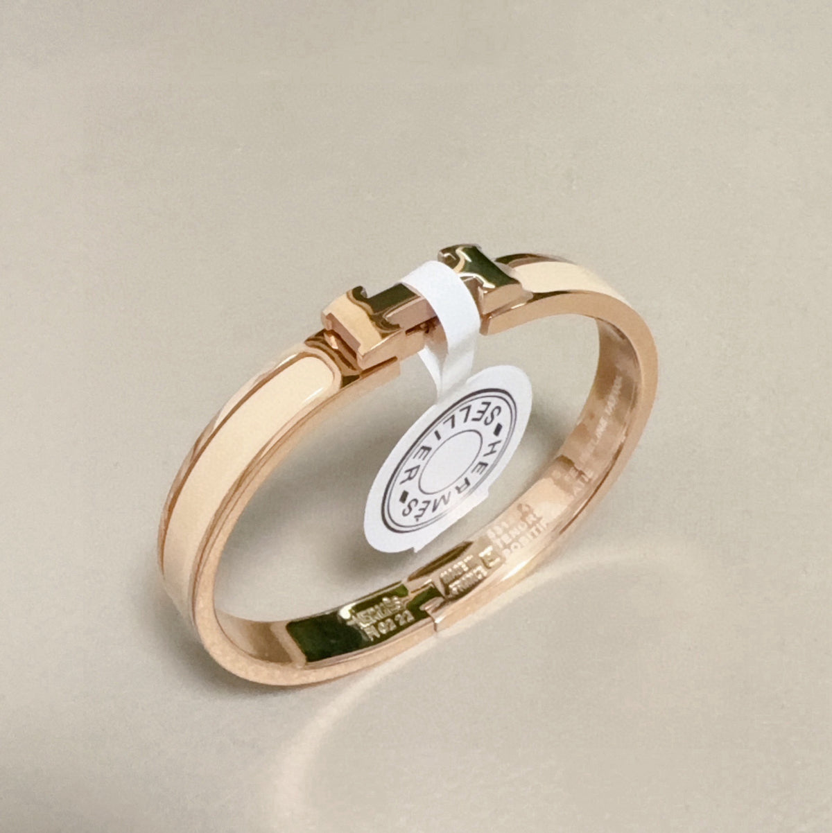rose gold enamel rose Bangle for women - alternate angle view 8