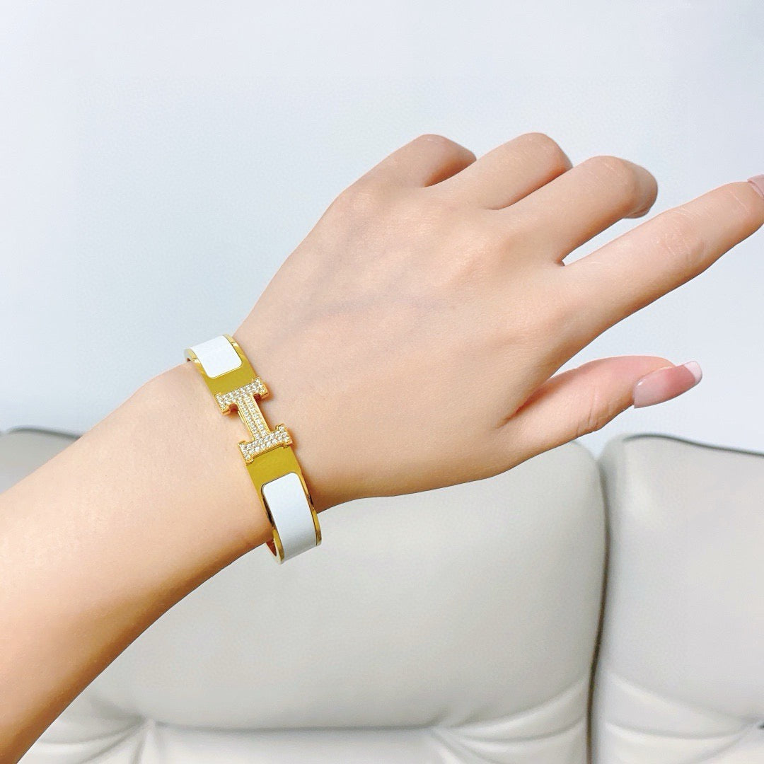 white crystal delicate Bangle for women - alternate angle view 2