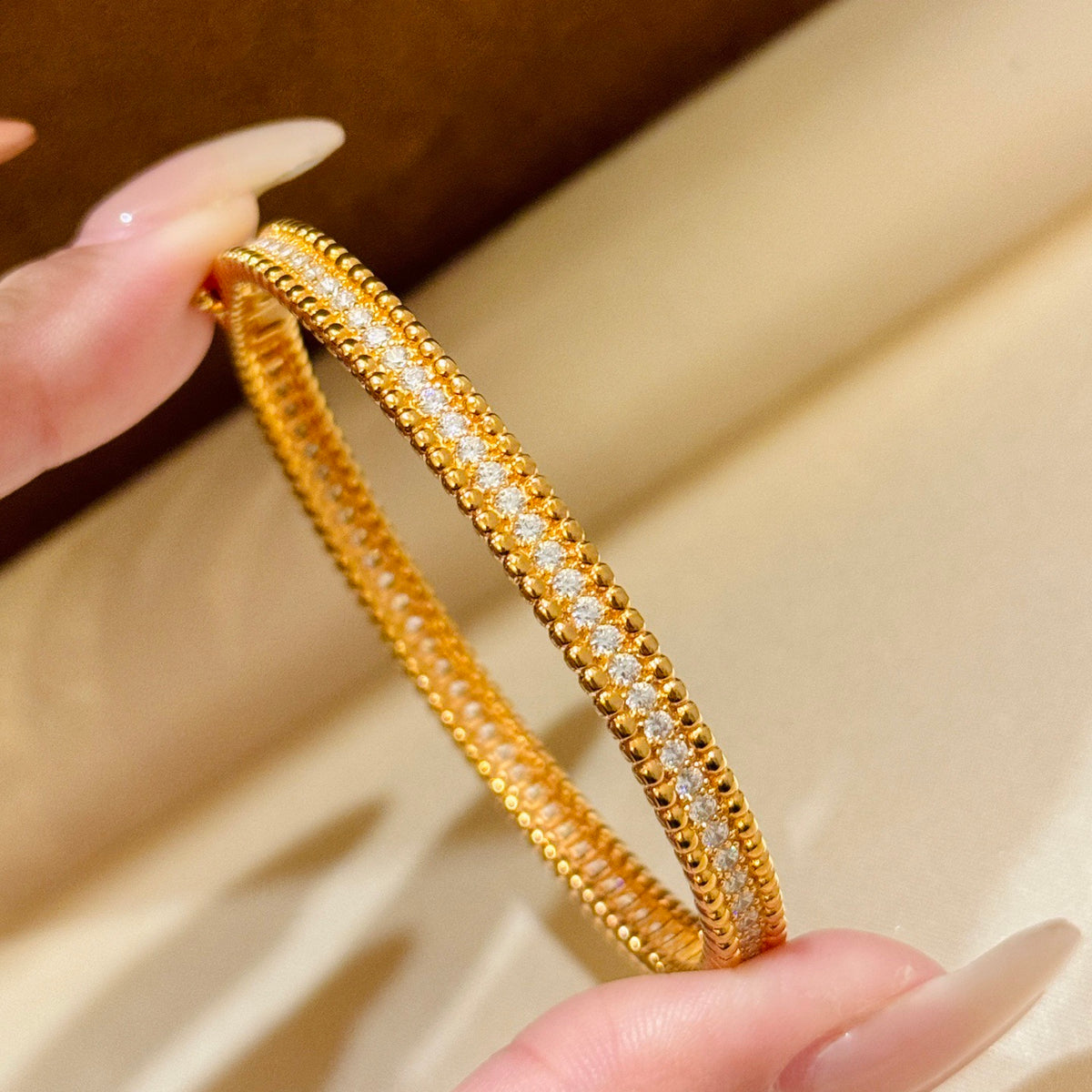 rose gold crystal rose Bangle for women - alternate angle view 3