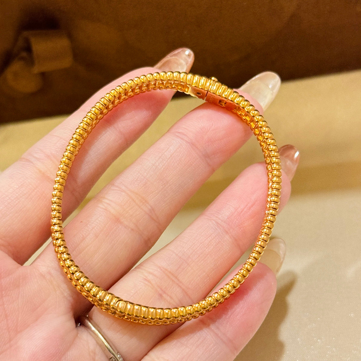 rose gold crystal rose Bangle for women - alternate angle view 5