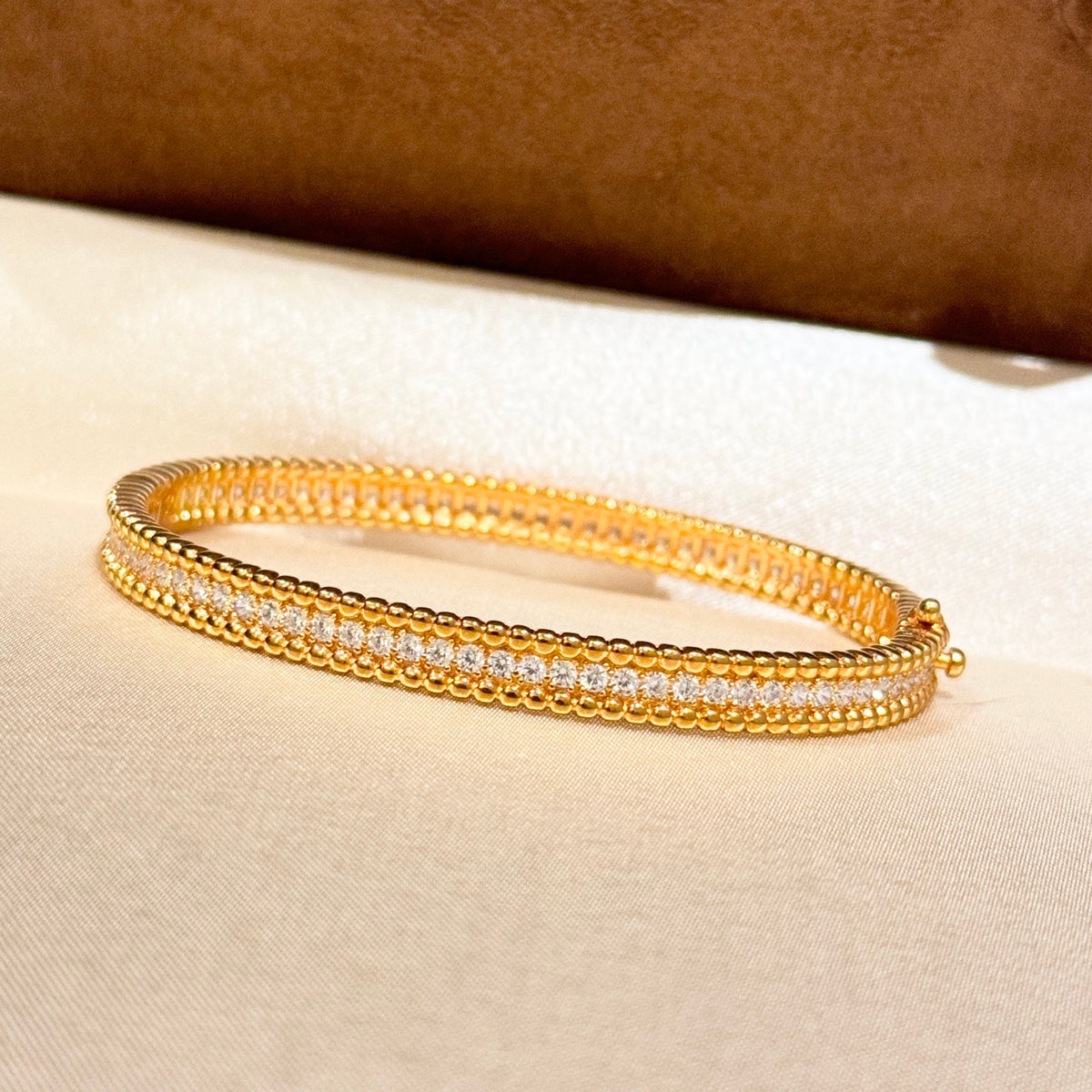 rose gold crystal rose Bangle for women - product detail view