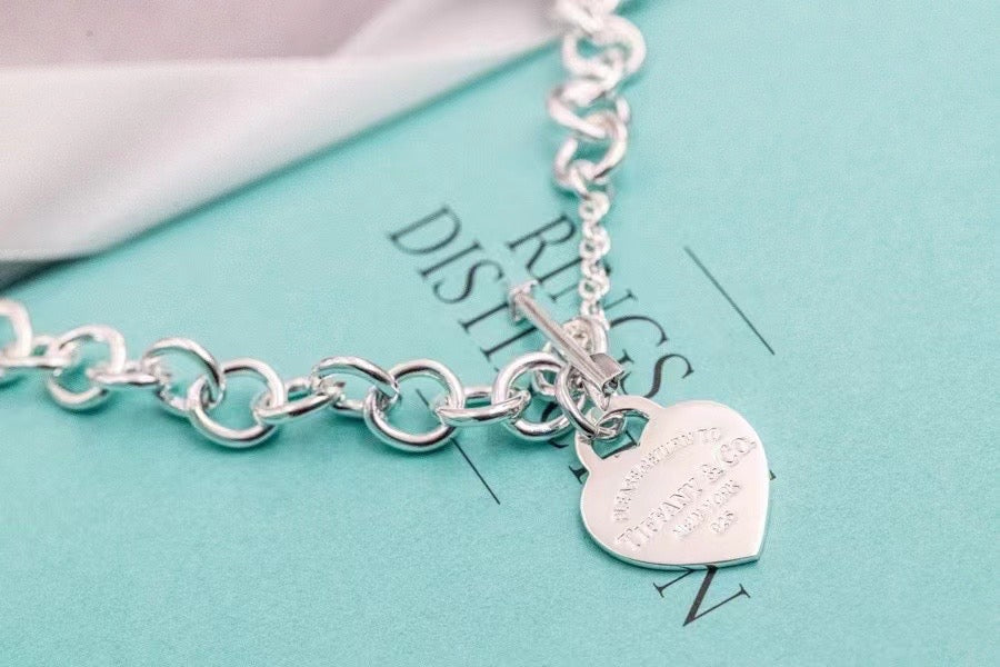 silver sterling silver heart Necklace for women - alternate angle view 2