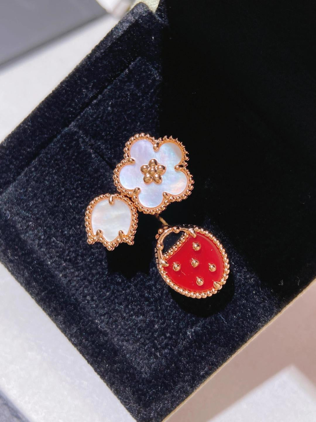 red leather cute Ring for women - alternate angle view 5