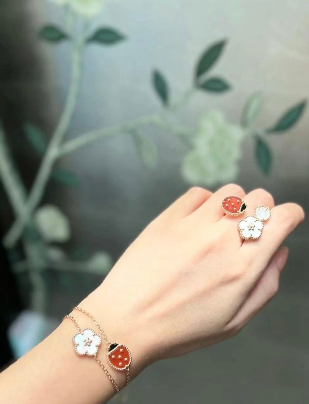 red leather cute Ring for women - alternate angle view 7