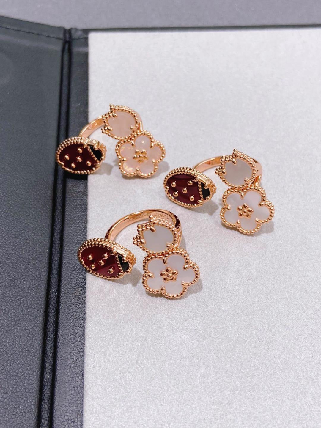 red leather cute Ring for women - product detail view