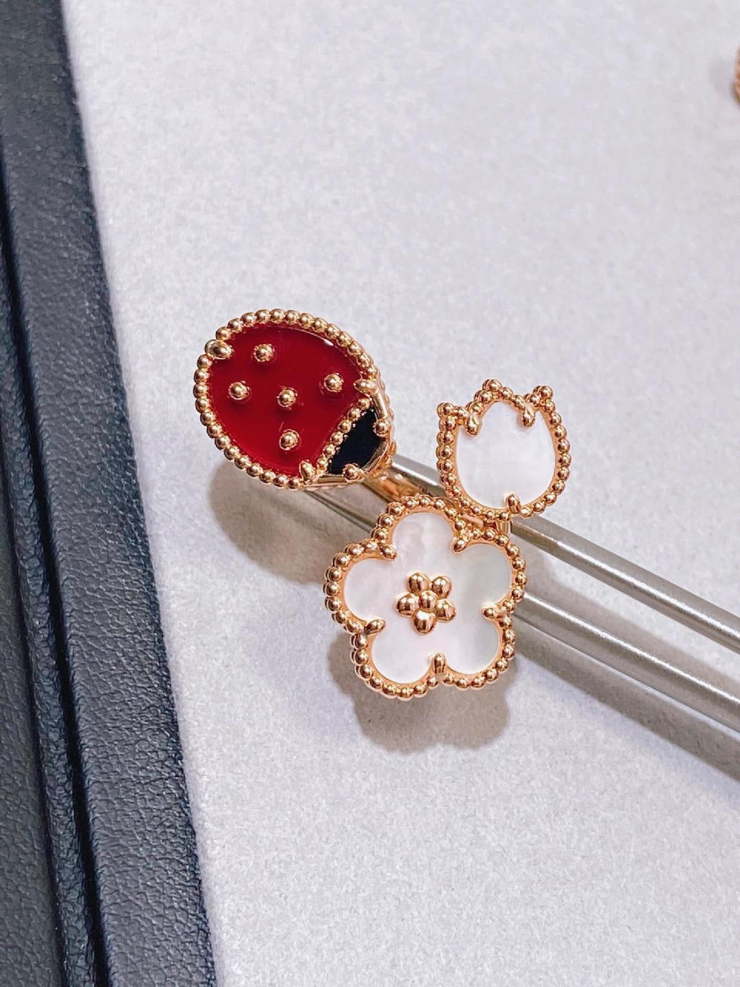 red leather cute Ring for women - alternate angle view 4