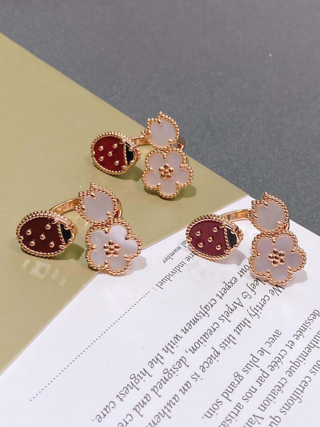 red leather cute Ring for women - alternate angle view 3